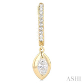 1/2 Ctw Marquise Shape Dome Round Cut Diamond Fashion Huggie Earrings in 14K Yellow Gold